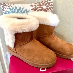 New! Cozy Brown Suede Winter Boots with Faux Fur